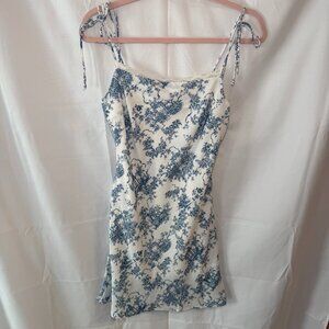 Princess Polly Blue & White Toile Lace Trim Camisole Top